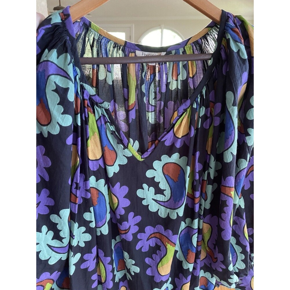 Fragonard Parfumeur TD Tunic Blouse Paisley 100% Cotton Ladies XL 44" Bust